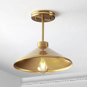 Cisco 11.75" Iron Modern Farmhouse LED Semi Flush Mount - JONATHAN Y